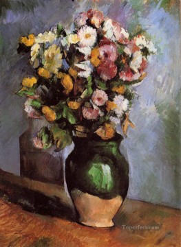 印象派の花 Painting - オリーブの瓶の中の花 ポール・セザンヌ